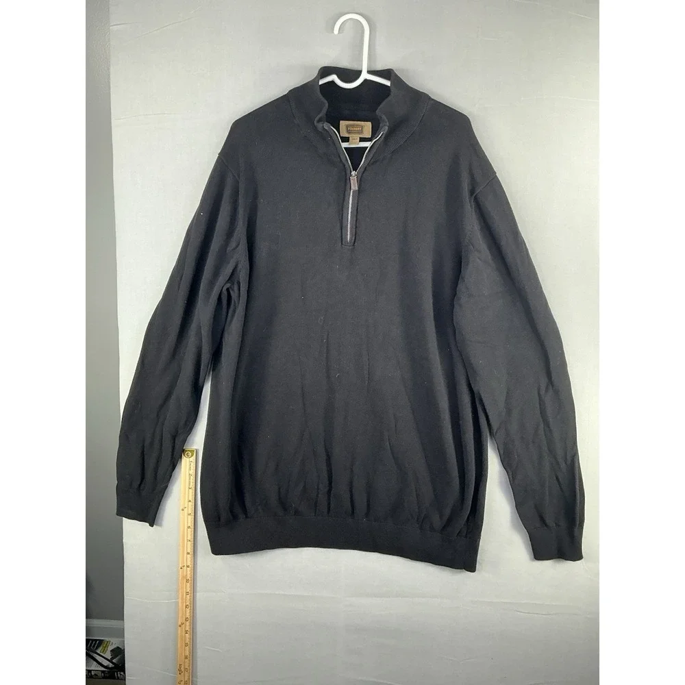 Foundry Supply Quarter Zip Sweater Size 2XLT Tall Black Long Sleeve Lightweight
